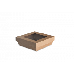 Boîte kraft brun avec couvercle à fenêtre
